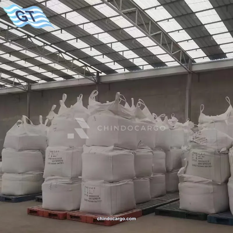 White sacks on pallets